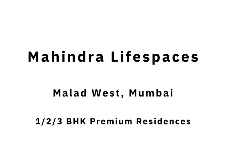 mahindra lifespaces