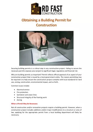 Obtaining a Building Permit for Construction