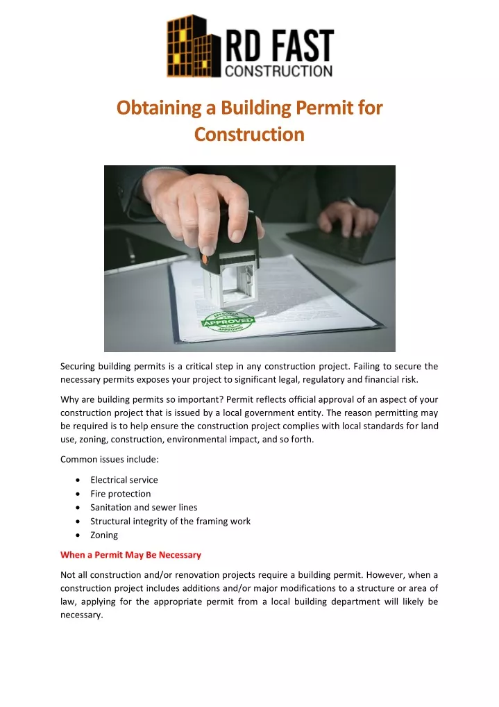 obtaining a building permit for construction