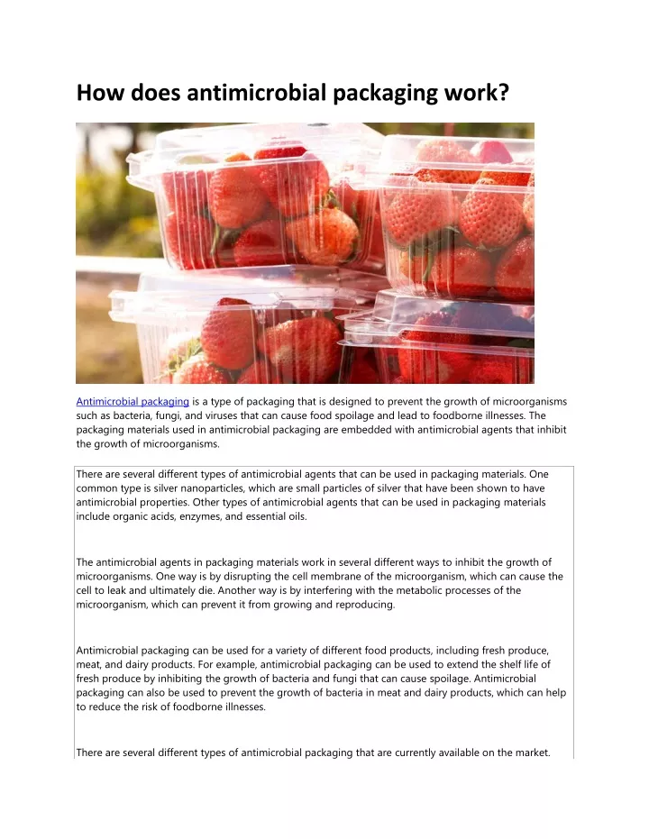 how does antimicrobial packaging work