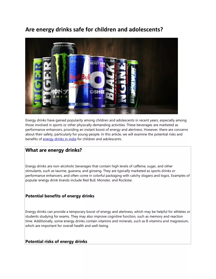 are energy drinks safe for children