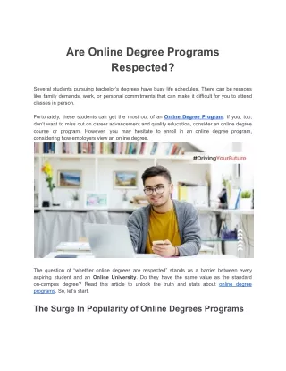 are online degree programs respected
