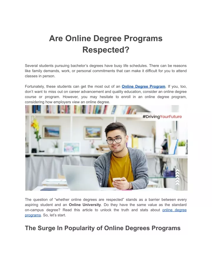 are online degree programs respected