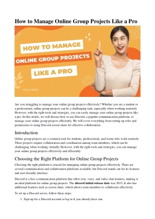 How to Manage Online Group Projects Like a Pro
