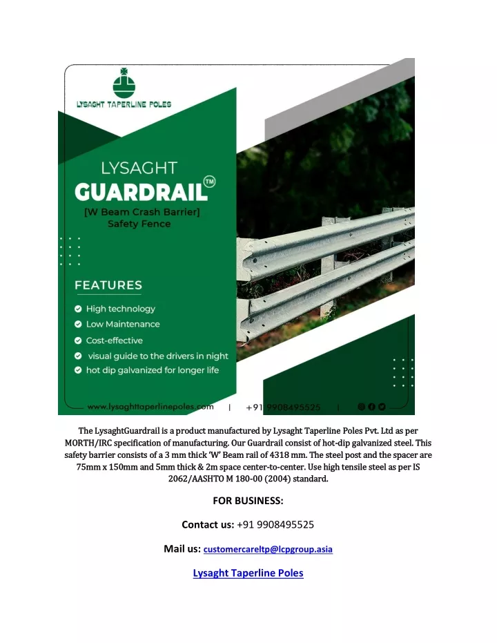 the lysaghtguardrail is a product manufactured