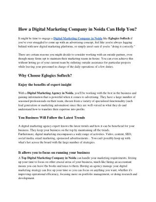 how a digital marketing company in noida can help