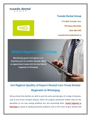 Get Highest Quality Of Expert Dental Care From Dental Hygienist in Winnipeg