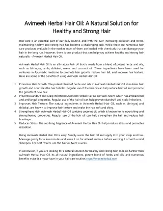 Avimeeh Herbal Hair Oil pdf