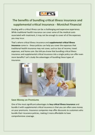 Buy critical illness insurance - Mcnichol Financial