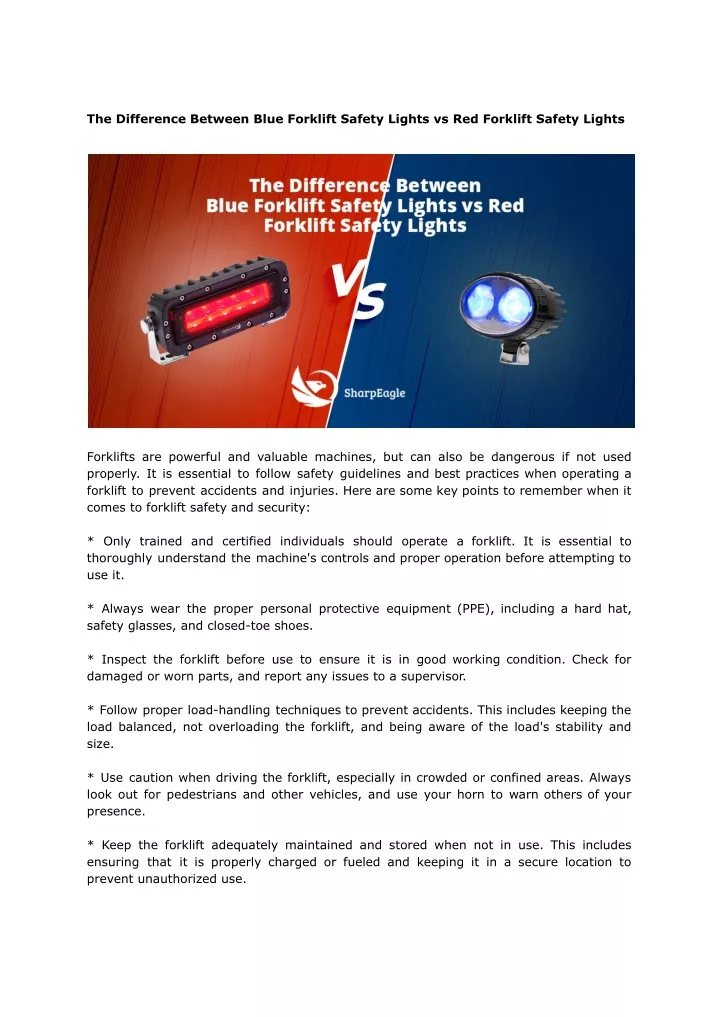 the difference between blue forklift safety