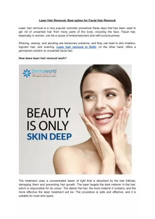 Laser Hair Removal- Best option for Facial Hair Removal