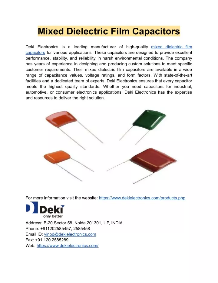 mixed dielectric film capacitors