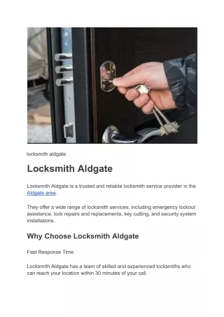 locksmith aldgate