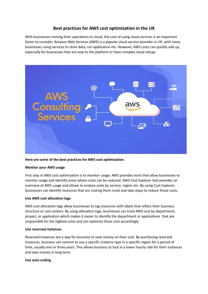 best practices for aws cost optimization in the uk