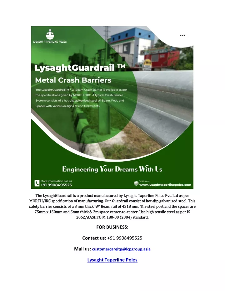 the lysaghtguardrail is a product manufactured