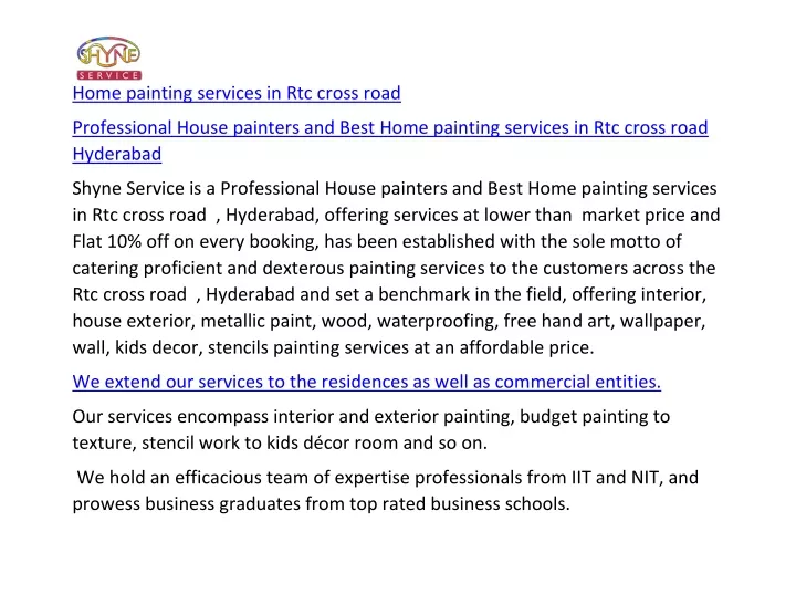 home painting services in rtc cross road