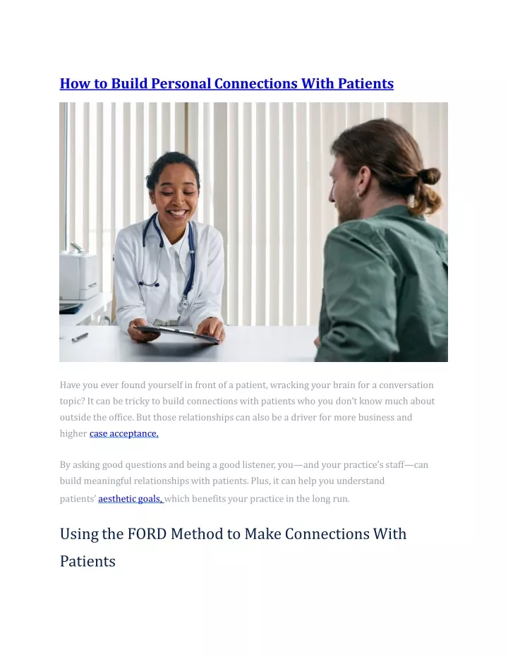 how to build personal connections with patients