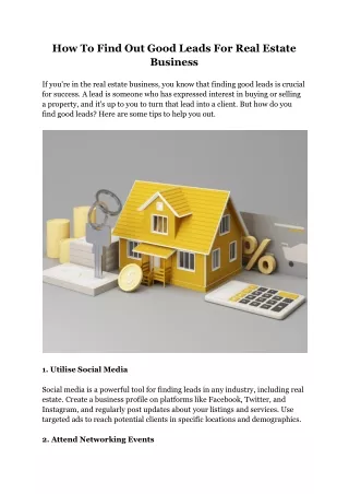 how to find out good leads for real estate