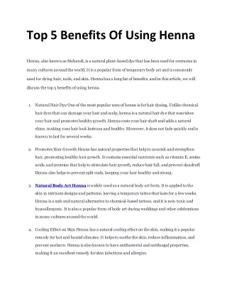 Top 5 Benefits Of Using Henna - NMP Udhyog