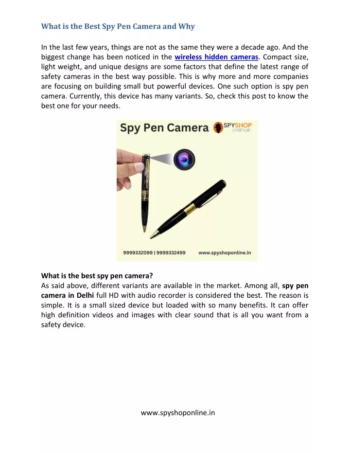 what is the best spy pen camera and why