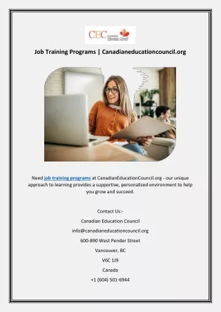 Job Training Programs | Canadianeducationcouncil.org