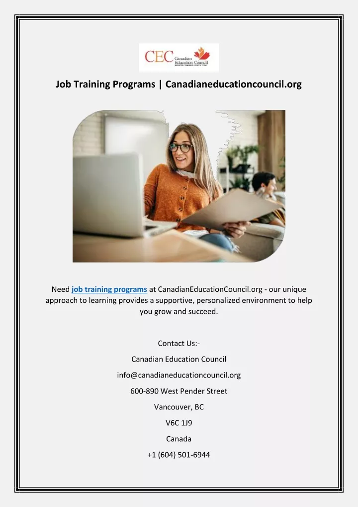 job training programs canadianeducationcouncil org