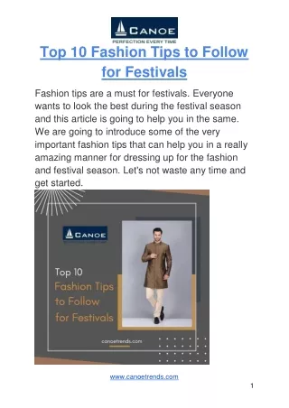 Top 10 Fashion Tips to Follow for Festivals