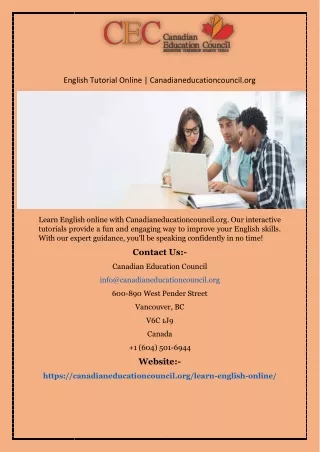 English Tutorial Online | Canadianeducationcouncil.org