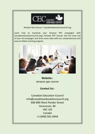 Amazon Ppc Course  Canadianeducationcouncil org