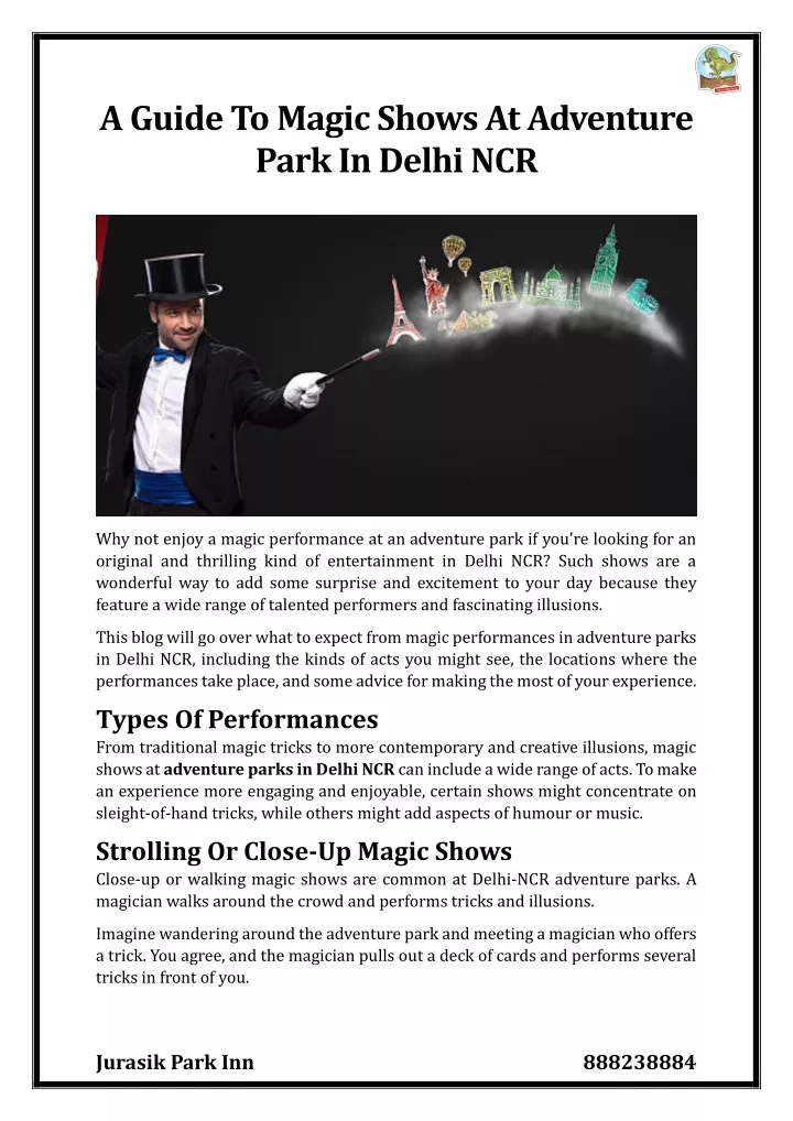 a guide to magic shows at adventure park in delhi