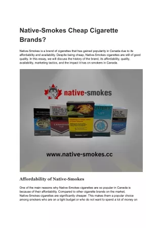 native smokes cheap cigarette brands