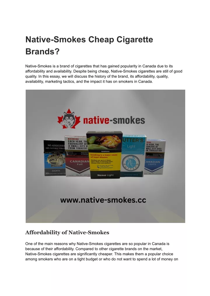 native smokes cheap cigarette brands
