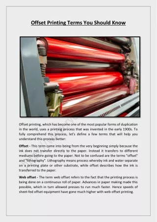 Offset Printing Terms You Should Know