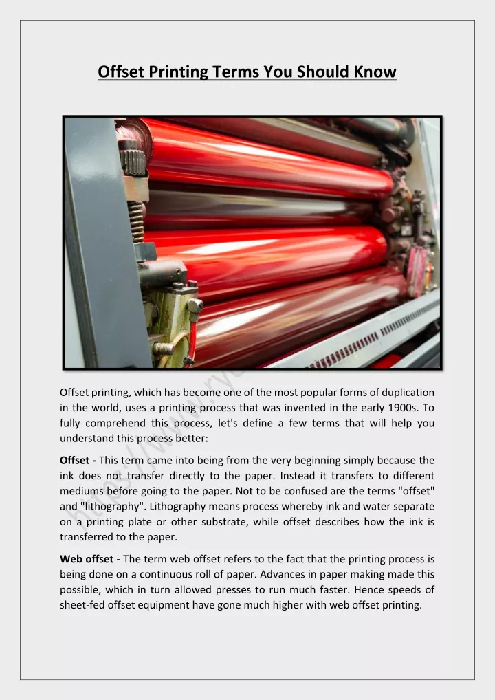 offset printing terms you should know