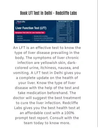 Book LFT Test in Delhi - Redcliffe Labs