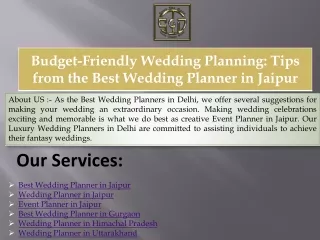 Budget Friendly Wedding Planning Tips from the Best Wedding Planner in Jaipur