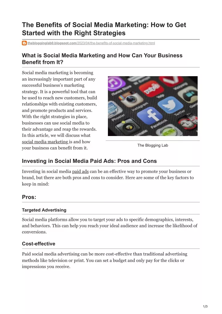 the benefits of social media marketing