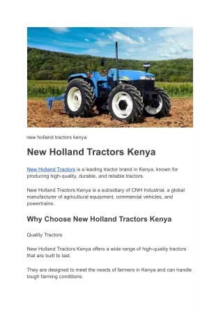 new holland tractors kenya