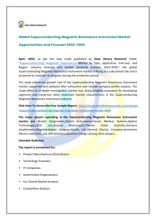 Global Superconducting Magnetic Resonance Instrument Market Opportunities and Fo