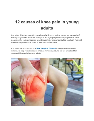 12 Causes of Knee Pain in Young Adults - Miot Hospital Chennai