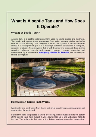 what is a septic tank and how does it operate