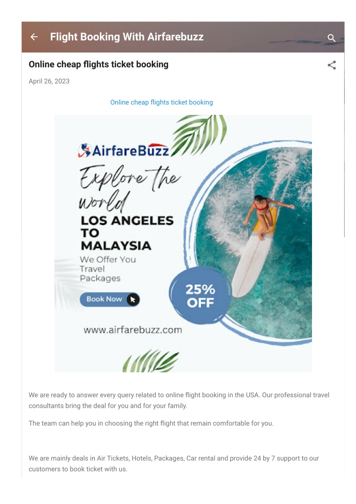 flight booking with airfarebuzz