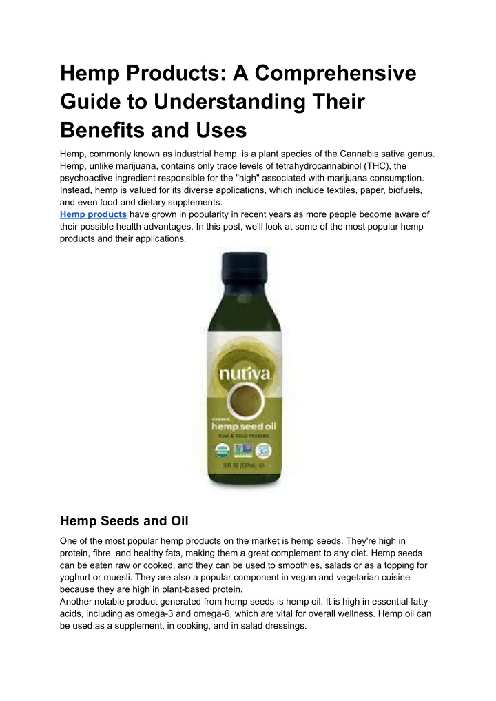hemp products a comprehensive guide