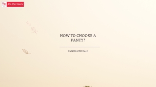 how to choose a panty