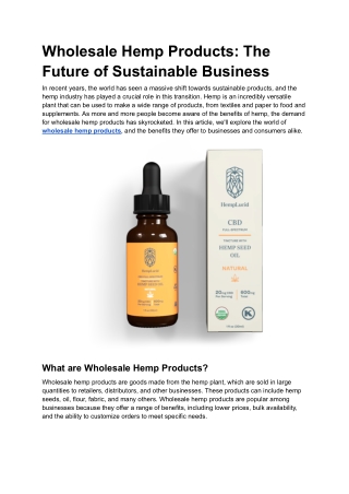 Wholesale Hemp Products_ The Future of Sustainable Business