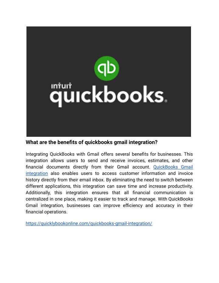 what are the benefits of quickbooks gmail