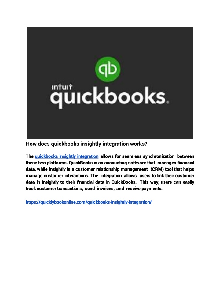 how does quickbooks insightly integration works