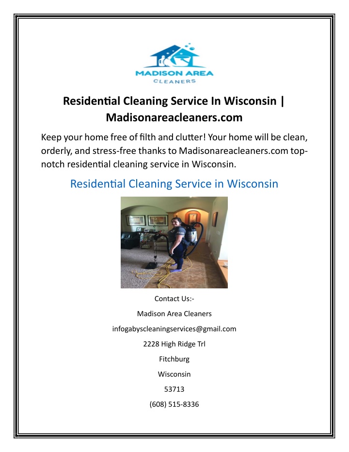residential cleaning service in wisconsin