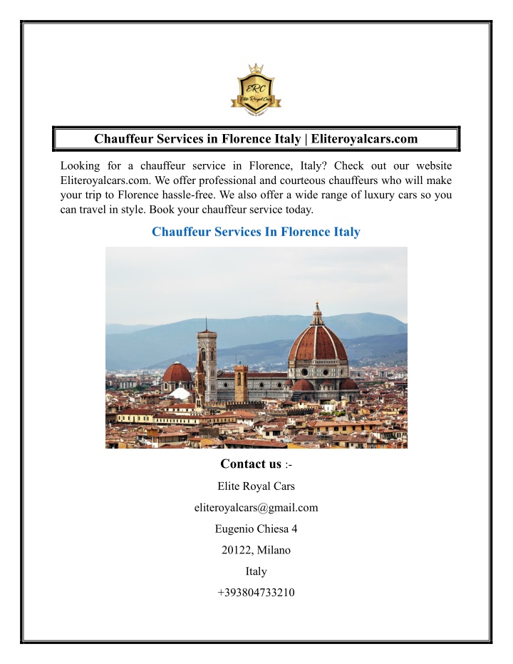 chauffeur services in florence italy