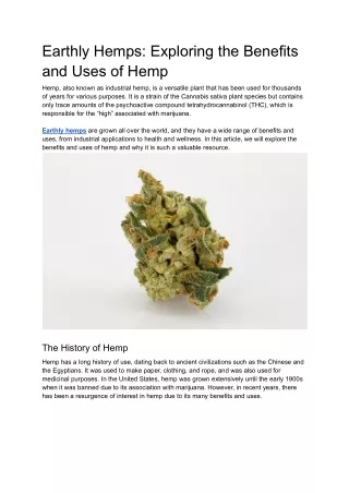 Earthly Hemps_ Exploring the Benefits and Uses of Hemp
